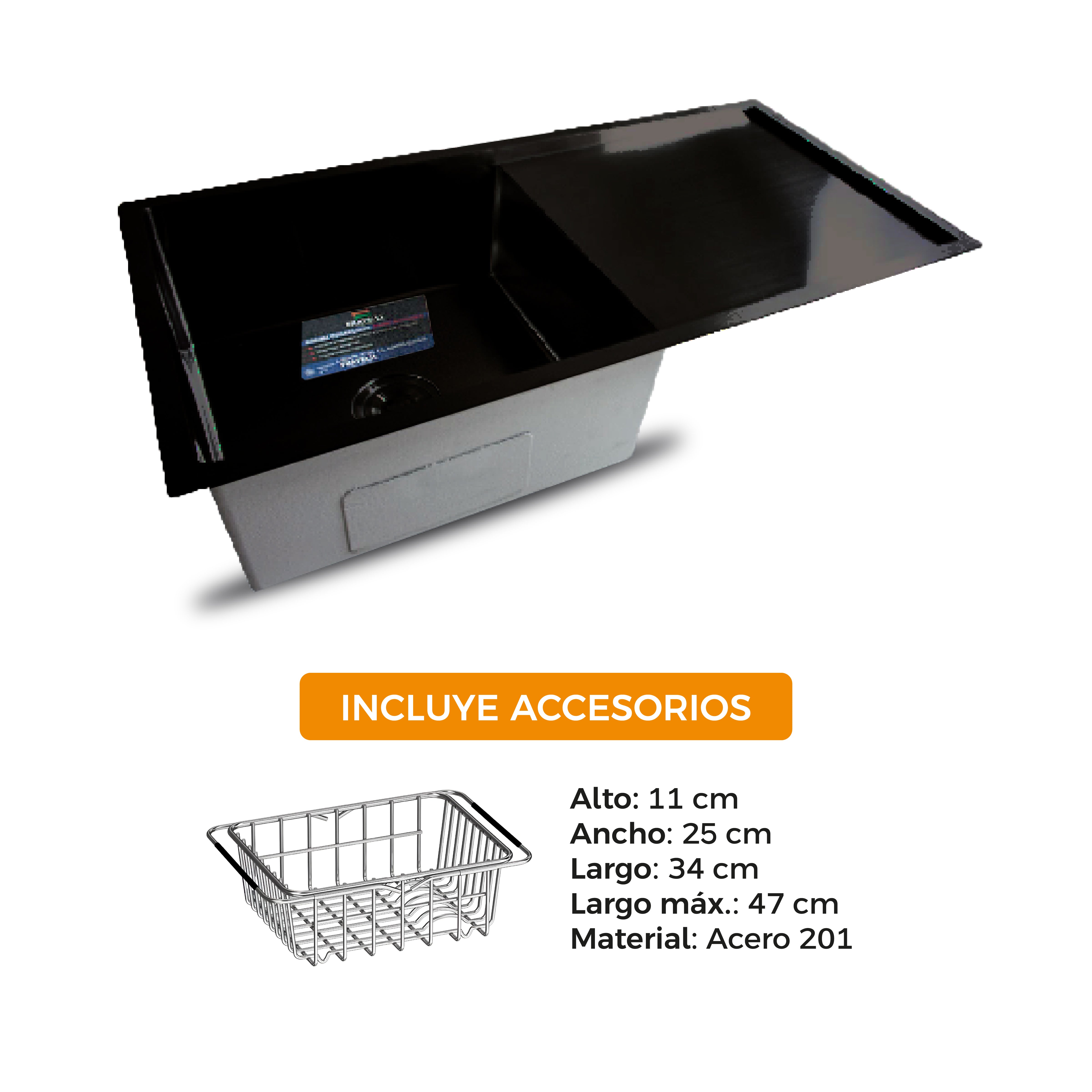 Lavadero P/ Marmol 100X50X23Cm Nano Black Infinity Premium - Fratelli